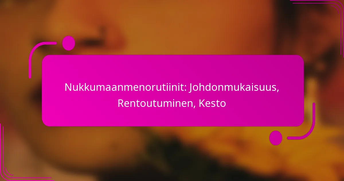 Nukkumaanmenorutiinit: Johdonmukaisuus, Rentoutuminen, Kesto