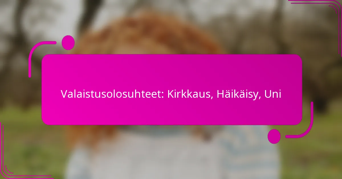 Valaistusolosuhteet: Kirkkaus, Häikäisy, Uni