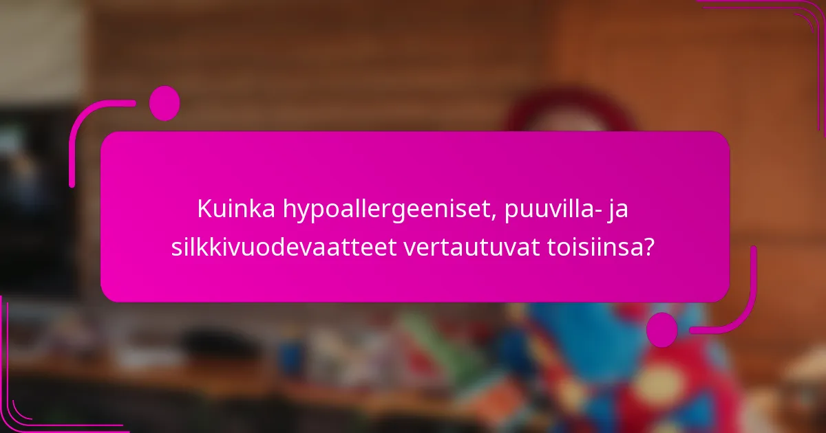 Kuinka hypoallergeeniset, puuvilla- ja silkkivuodevaatteet vertautuvat toisiinsa?