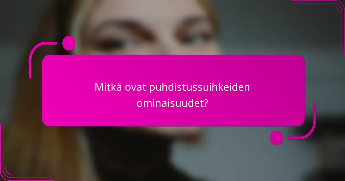 Mitkä ovat puhdistussuihkeiden ominaisuudet?